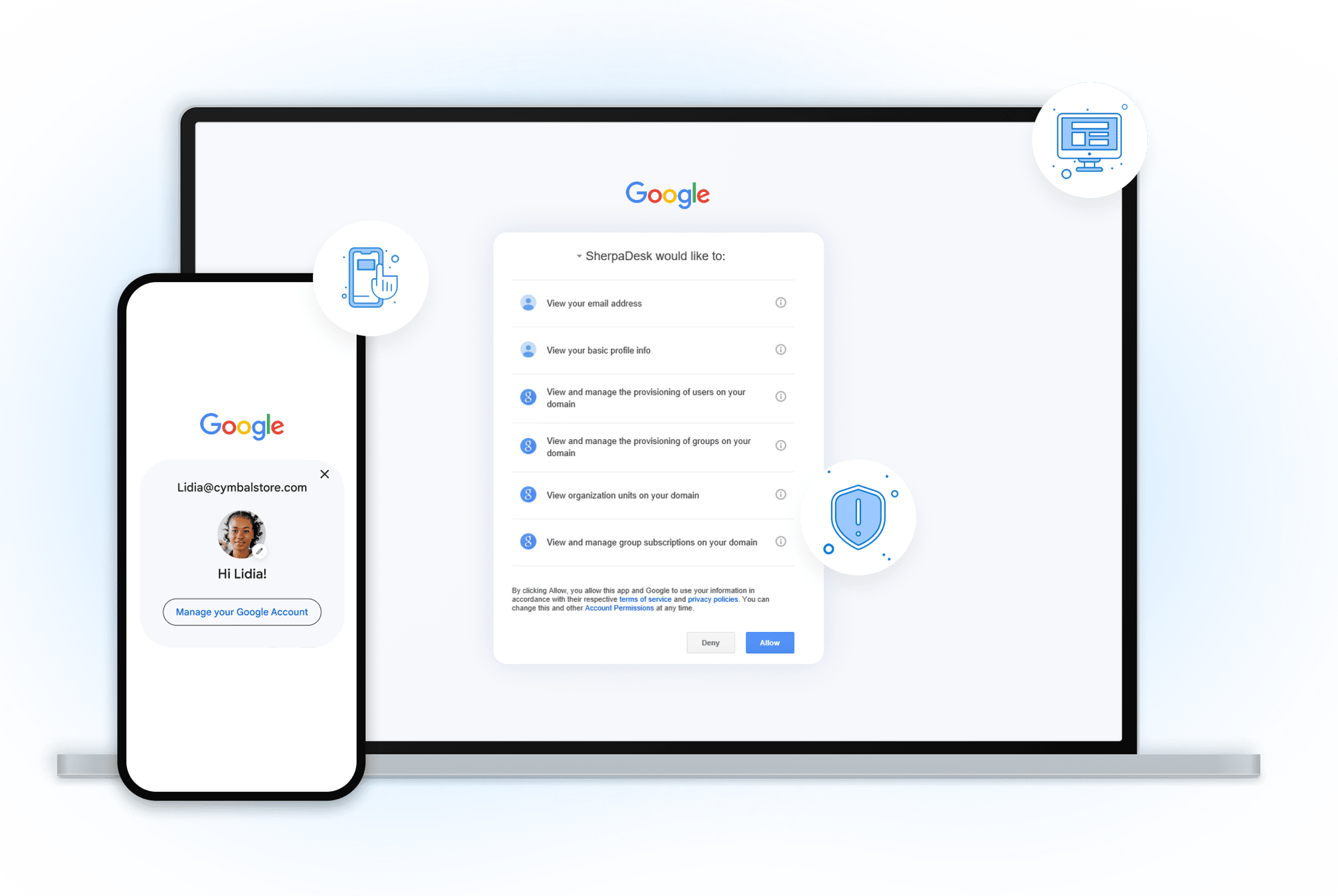 SherpaDesk integrates with Google Device Manager Accurate and up-to-date information about your devices in one place