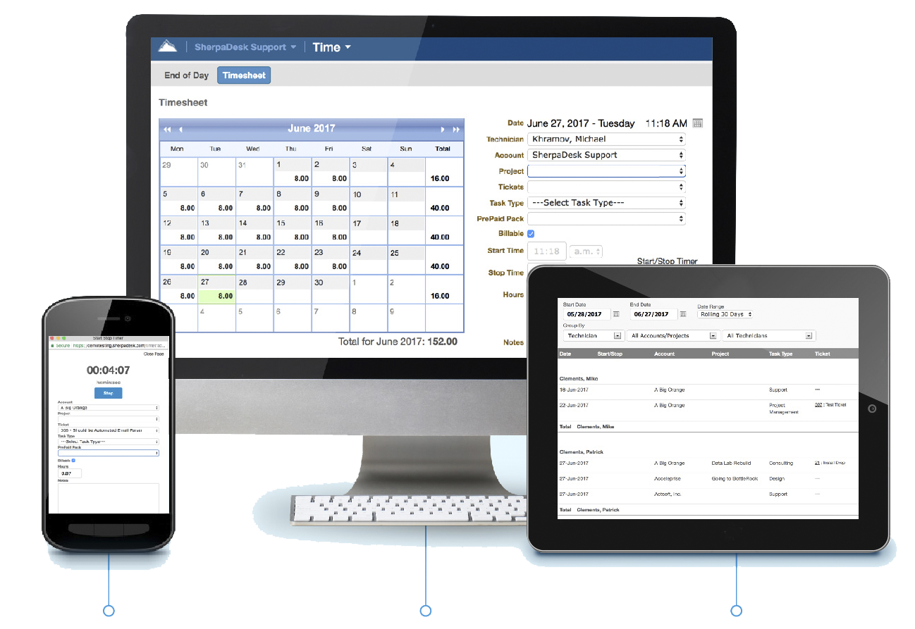 Time  SherpaDesk in all platforms 